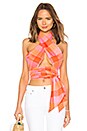 view 1 of 4 Everything Scarf Top in Orange Plaid