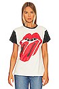 view 2 of 5 the Rolling Stones Colorblock Tee in White & Black