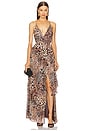 view 1 of 3 ROBE DE SOIRÉE NATALIA in Brown Animal Medley