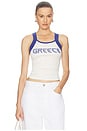 view 1 of 4 TOP SIN MANGAS GREECE in White & Blue