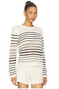 view 2 of 4 Rosie Textured Femme Pullover Sweater in Ivory & Chocolate Stripe