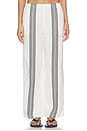 view 1 of 6 Linen Pull On Pants in Bold Placement Stripe & Jet Black