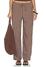 view 1 of 6 Elastic Waist Striped Pull- On Pant in Brown Peri Twin Stripe
