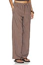 view 2 of 6 Elastic Waist Striped Pull- On Pant in Brown Peri Twin Stripe