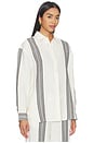 view 2 of 4 Easy Linen Shirt in Bold Placement Stripe & Jet Black