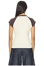 view 3 of 4 Raglan Compact Crewneck Tee Shirt in Vanilla & Brown Baseball