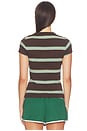 view 3 of 4 T-SHIRT 90S in Retro Dark Brown Yellow Stripe