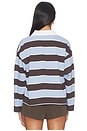 view 3 of 4 Rugby Polo Top in Blue & Brown Stripe