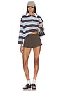 view 4 of 4 Rugby Polo Top in Blue & Brown Stripe