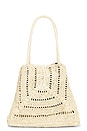 view 2 of 4 Large Eyelet Raffia Tote in Natural