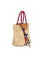 view 3 of 4 Raffia Mini Tote Bag in Festival Red Multi