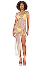 view 1 of 3 VESTIDO VIVIAN in Zebra Yellow & Purple Print