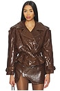 view 1 of 5 Brooklyn Trench Leather Coat in Brown Croro