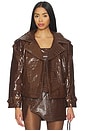 view 2 of 5 Brooklyn Trench Leather Coat in Brown Croro