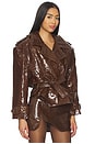 view 3 of 5 Brooklyn Trench Leather Coat in Brown Croro