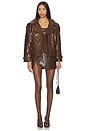 view 5 of 5 Brooklyn Trench Leather Coat in Brown Croro