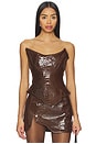 view 1 of 4 Nemesis Leather Corset Top in Brown Croro