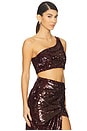 view 2 of 5 Lauren Sequins Crop Top in Burgundy