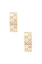 view 2 of 2 Checkered Wide Earring in 14k Yellow Gold Plated