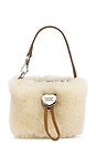 view 1 of 4 Shearling Drawstring Pouch in Beige & Chestnut
