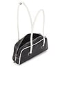 view 4 of 4 Soft Baguette Shoulder Bag in Black & Light Grey Pull-up Crinkle