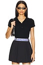 view 1 of 4 Elea Rib Knit Polo Top in Black
