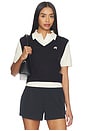 view 1 of 5 Veronica Polo Top in Black Onyx & Cream
