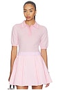 view 1 of 5 X Hvn Mikayla Polo Top in White & Orchid Pink