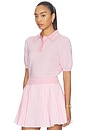 view 2 of 5 X Hvn Mikayla Polo Top in White & Orchid Pink