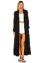 view 1 of 4 Banded Long Fuzzy Luxe Robe in Black