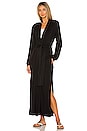view 2 of 4 Banded Long Fuzzy Luxe Robe in Black