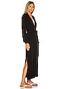 view 3 of 4 Banded Long Fuzzy Luxe Robe in Black