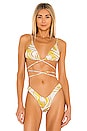 view 1 of 4 Vintage Chic Bikini Top in Yellow Abstract