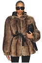 view 1 of 5 Penny Faux Fur Coat in Tobacco