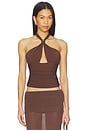 view 1 of 4 Piper Knotted Halter Top in Chocolate
