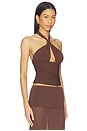 view 2 of 4 Piper Knotted Halter Top in Chocolate