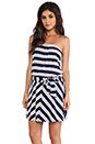 view 1 of 6 Suzette Strapless Tie Waist Dress in Navy & White