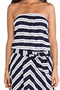 view 5 of 6 Suzette Strapless Tie Waist Dress in Navy & White