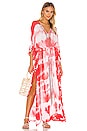 view 4 of 4 ROBE MAXI FARRAH in White & Neon Pink