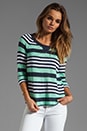 view 1 of 4 Sweaters 3/4 Sleeve Wide Neck Striped Pullover in Mint/Ship in Mint & Ship