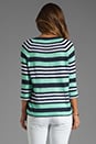 view 2 of 4 Sweaters 3/4 Sleeve Wide Neck Striped Pullover in Mint/Ship in Mint & Ship