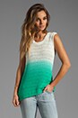 view 1 of 4 Sweaters Sleeveless Scoop Neck Tank Tank in White/Maldives Green in White & Maldives Green