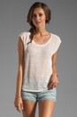 view 1 of 4 Net Stripe Short Sleeve Scoop Tee in Sweet Pea