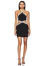 view 1 of 3 Contrast Trim Halter Mini Dress in Black & Ecru