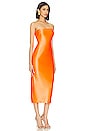 view 2 of 3 Opal Satin Strapless Dress in Neon Orange