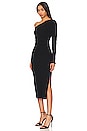 view 3 of 4 One Shoulder Braided Midi Dress in Black