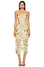 view 1 of 4 Kait Botanical Petals Sequins Dress in Green Multi