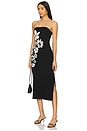 view 1 of 4 Placed Floral Strapless Knit Midi Dress in Black & Ecru