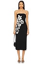 view 2 of 4 Placed Floral Strapless Knit Midi Dress in Black & Ecru