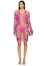 view 1 of 4 Sequin Crochet Mini Pullover Dress in Berry Pink